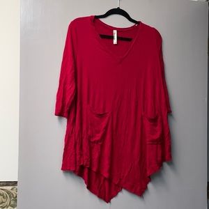 Emerald 3/4 sleeve v neck tunic top 2x